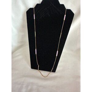 Kate Spade Station Chain Necklace Lavender Pastel Enamel Crystal Signed